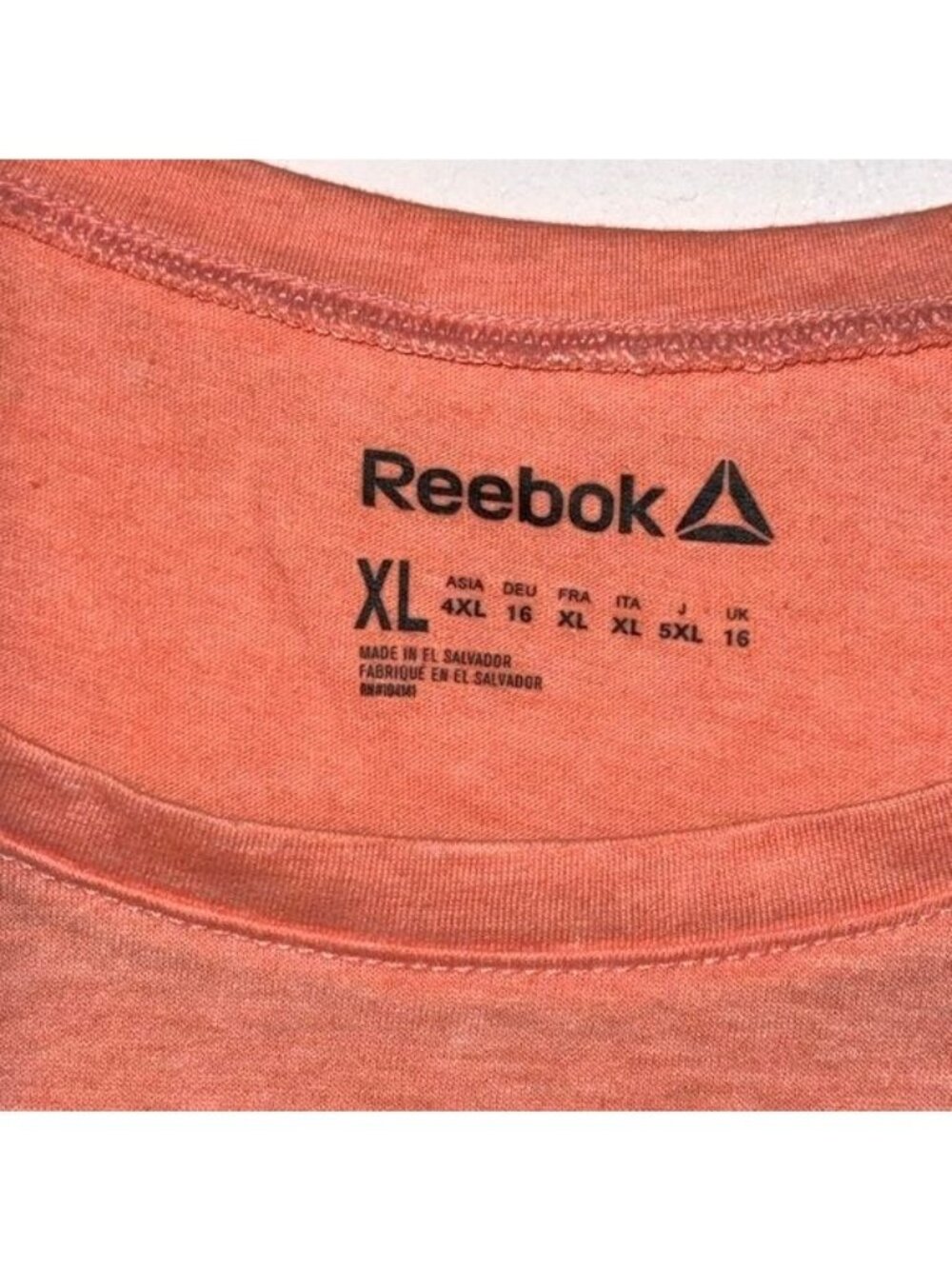 Reebok Womens Coral Orange Activewear T-Shirt XL Polyester & Cotton Blend Lightw - Picture 2 of 7